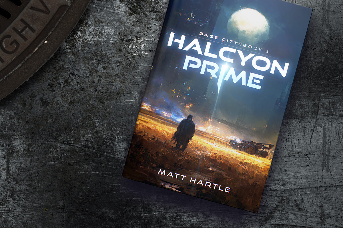Halcyon Prime paperback on a table